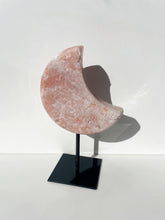Load image into Gallery viewer, Pink Amethyst Moon on Stand